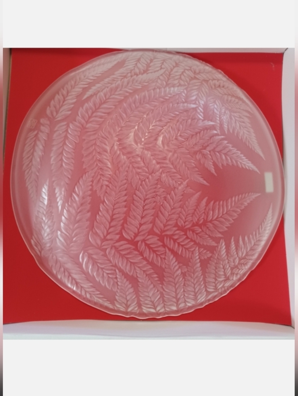Vintage HOYA Crystal "Frosted Fern" Serving Platter - Japan With Original Box